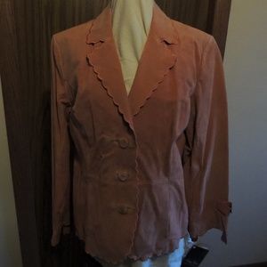 Terry Lewis suede blazer NWT, in coral